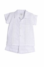 Load image into Gallery viewer, White Baby Boy Guayabera Set – Shirt & Shorts
