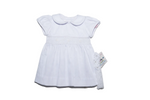 Load image into Gallery viewer, White Smocked Baby Dress Set – 3-Piece with Bloomers & Lace Headband