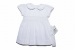 Load image into Gallery viewer, White Smocked Baby Dress Set – 3-Piece with Bloomers & Lace Headband