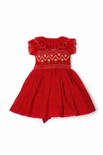Load image into Gallery viewer, Hand-Embroidered Red Baby Girl Dress – Valentine’s Outfit & Special Occasion Dress