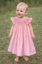 Load image into Gallery viewer, Girls Pink Smocked Dress – Handmade Floral Baby Outfit, Spring outfit