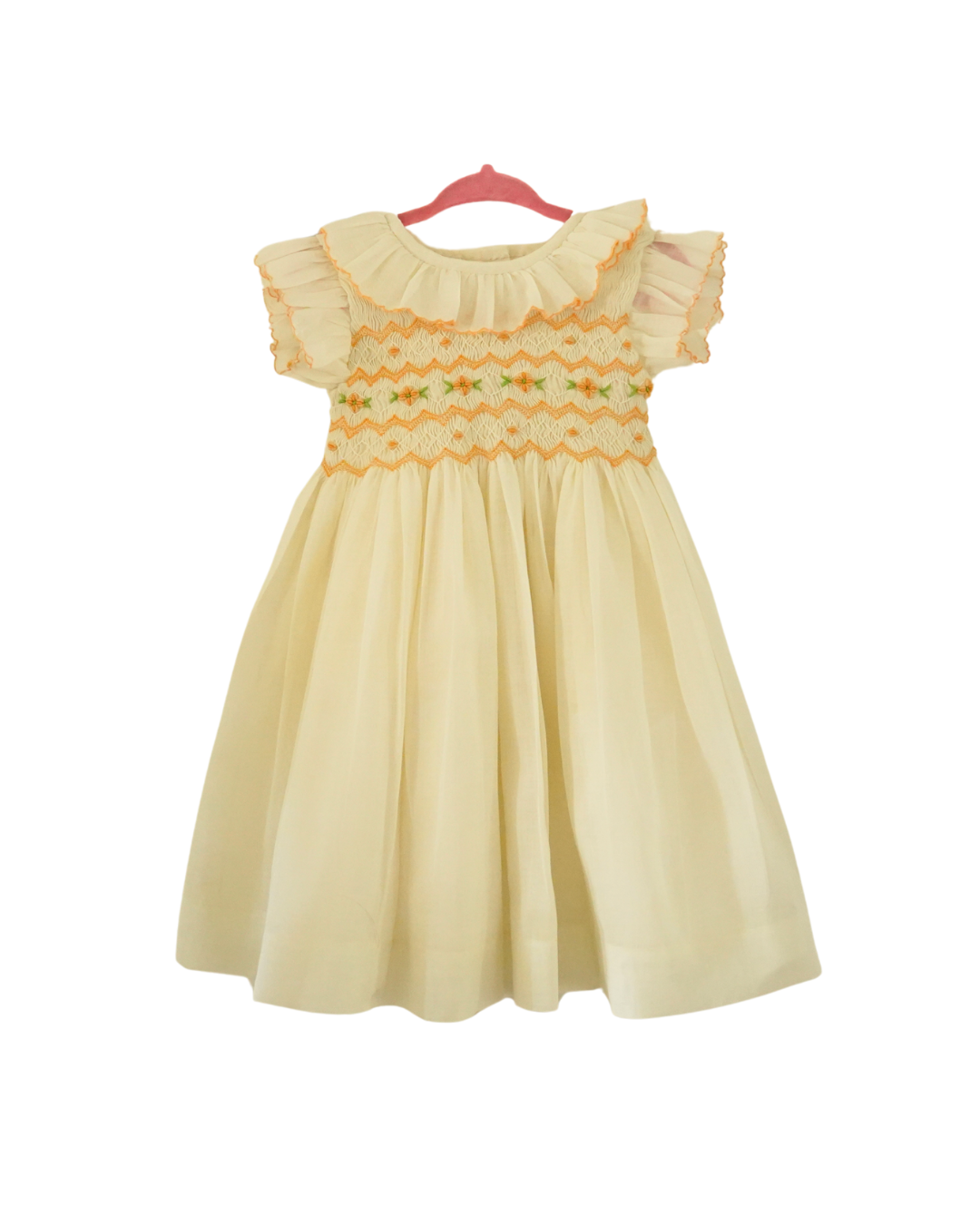 Cream Hand-Smocked Heirloom Dress – Soft Cotton Elegance Size 12-24M