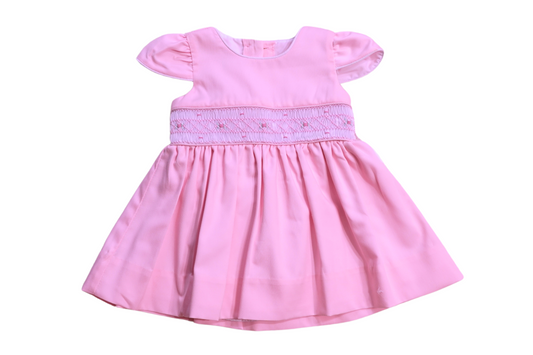 Blush Pink Smocked Girls Dress – Classic Elegance for Babies and toddlers With bloomer and head bow