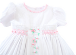 Load image into Gallery viewer, White Hand-Smocked Toddler Dress with Pink Embroidery – Boutique Girl Outfit