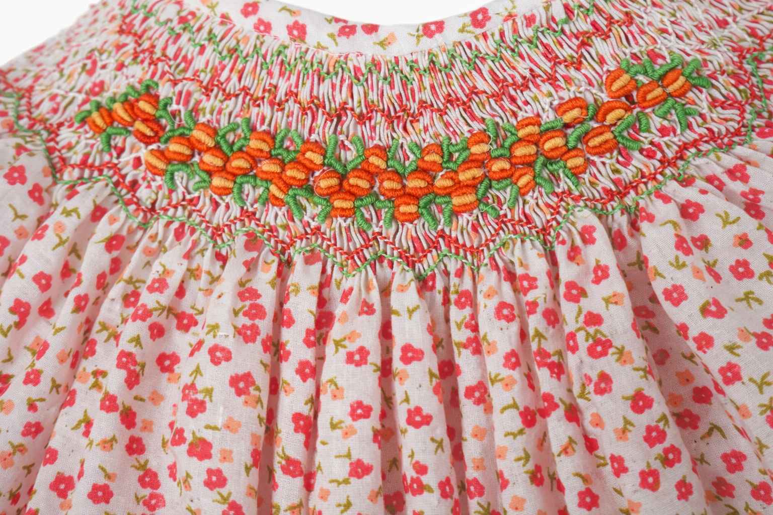Floral Hand Smocked Dress for Girls Hand Embroidered