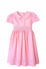 Load image into Gallery viewer, Girls Hand-Smocked &amp; Hand-Embroidered Pink Dress Classic Boutique Style