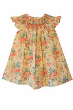 Load image into Gallery viewer, Floral Smocked Hand Embroidered Bishop Dress