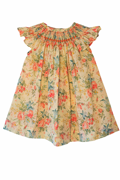 Floral Smocked Hand Embroidered Bishop Dress