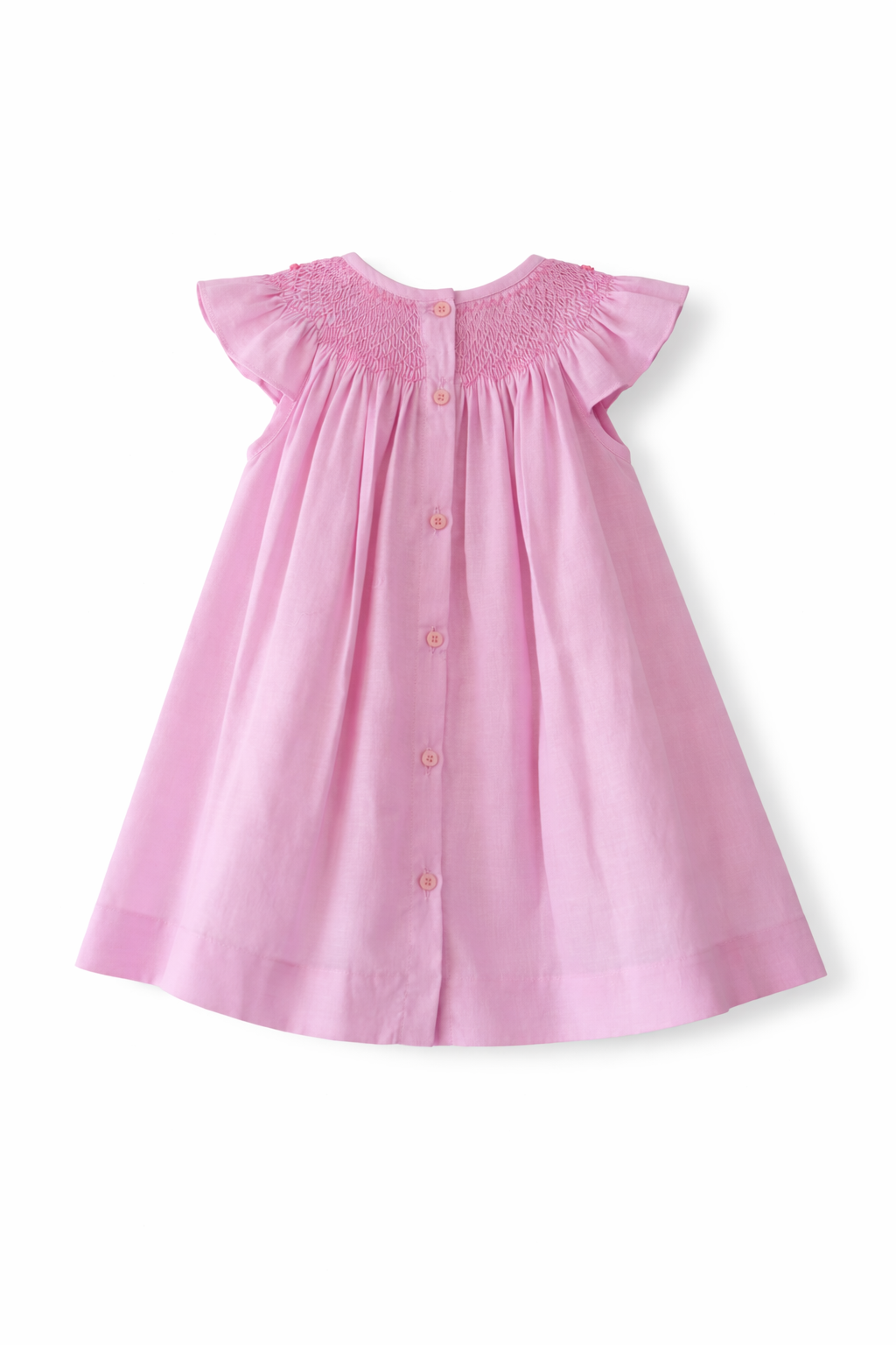 Pink Hand-Embroidered Smocked Dress for Toddlers Linen fabric | Bishop Style