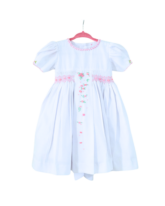 Classic White little Girl Dress (toddler) 2t – Hand-Smocked & Hand-Embroidered