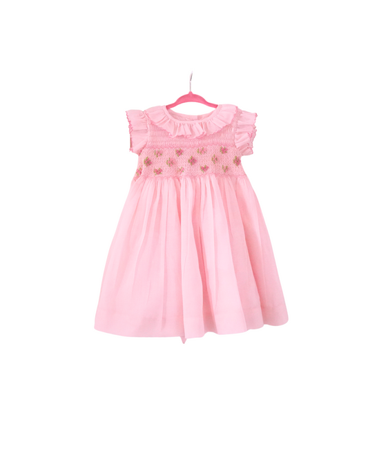 Hand-Smocked Pink Cotton Dress Size: 12-24M