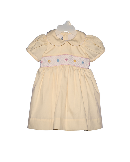 Smocked and hand embroidered Baby Girl Dress with Bow
