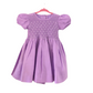 Lavender Hand embroidered-Smocked Dress, Linen dress💜 SIZE 12-24 M