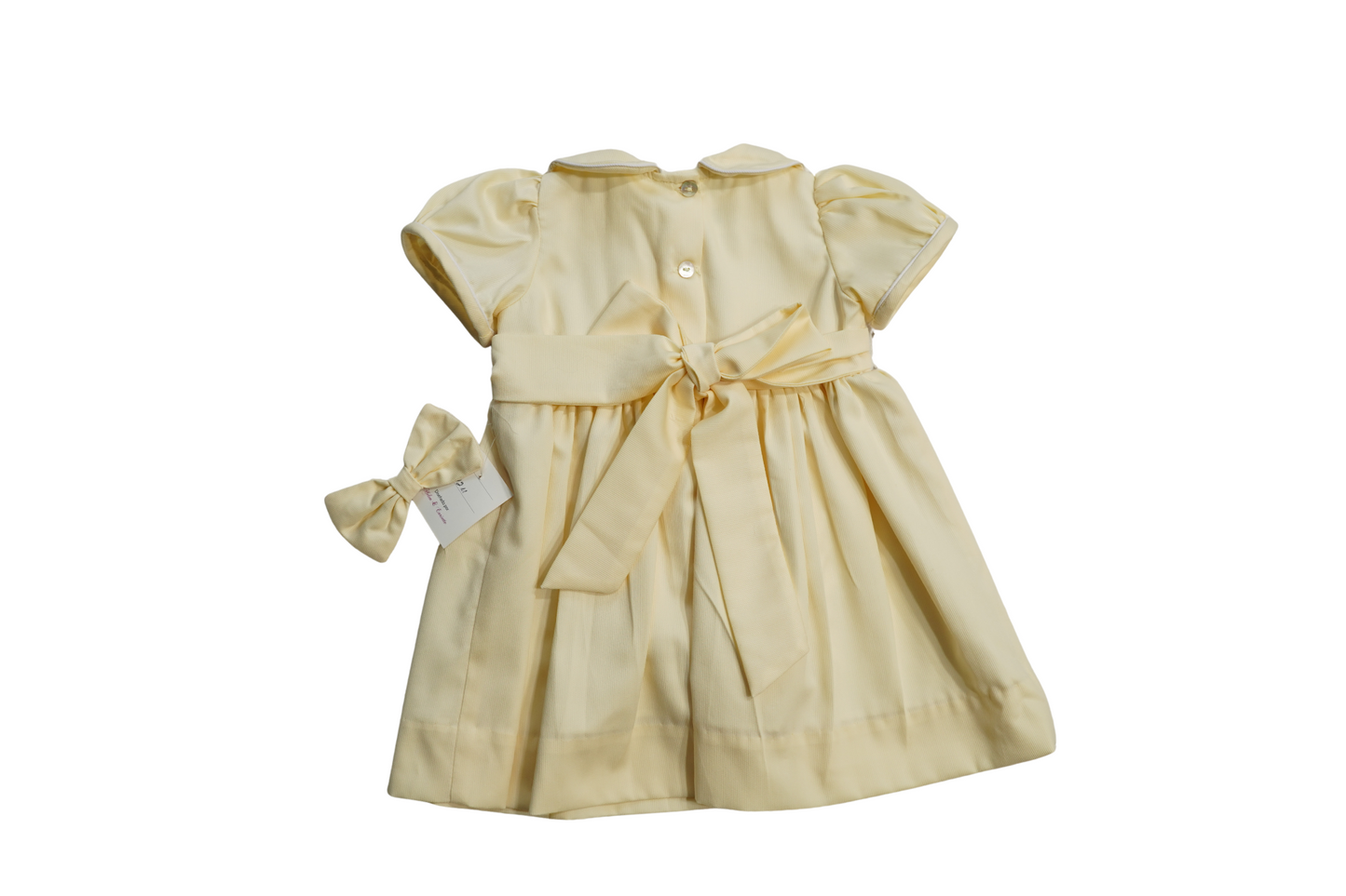 Smocked and hand embroidered Baby Girl Dress with Bow
